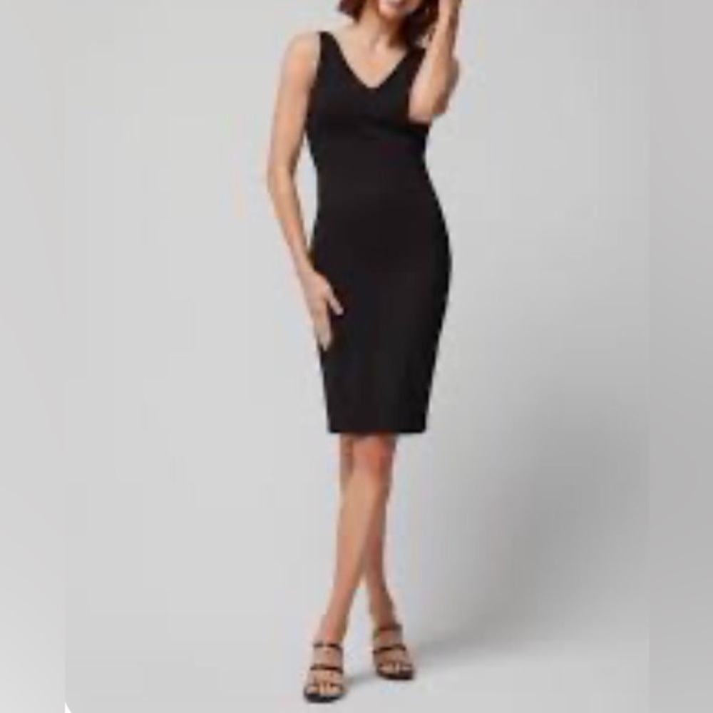 Danny & Nicole Black V-Neck, Sleeveless, Sheath Midi dress, Size 8